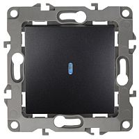 Выключатель с подсветкой без рамки Эра S12 1-кл 10А антрацит картинка